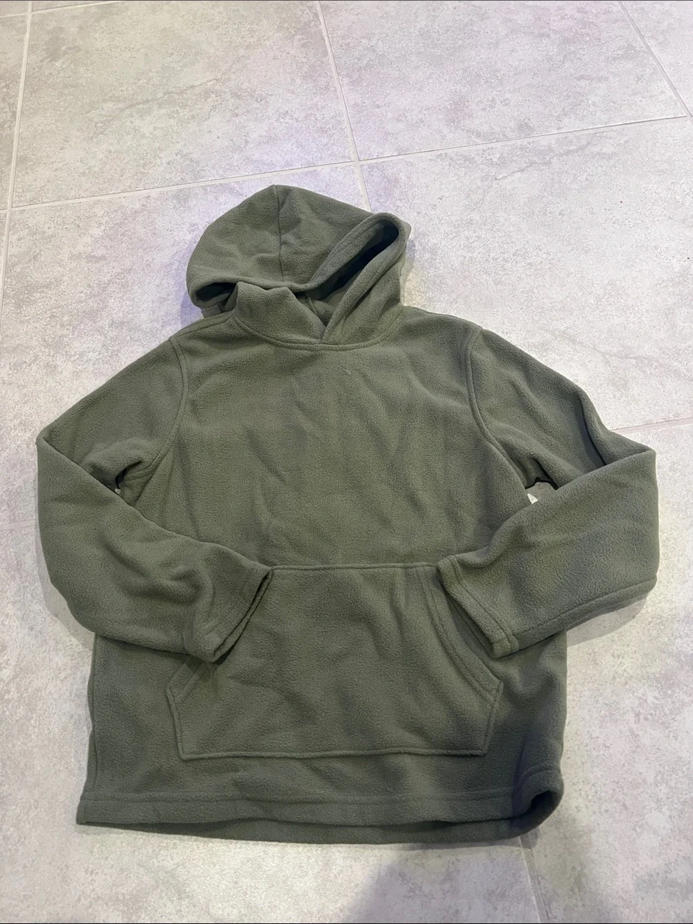 • Old Navy Boys Olive Green Fleece Hoodie - Casual Pullover, size 8 •